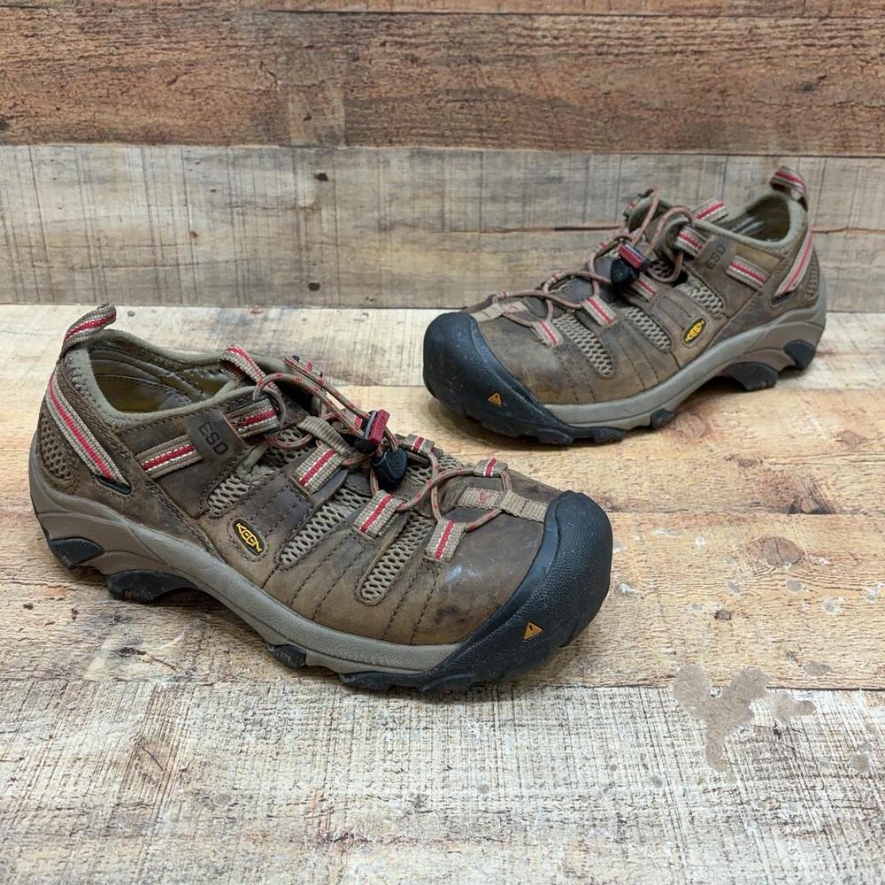 KEEN Shoes Womens Size 8.5 39 Brown Leather ESD Hiking Trail steel toe Sneaker
